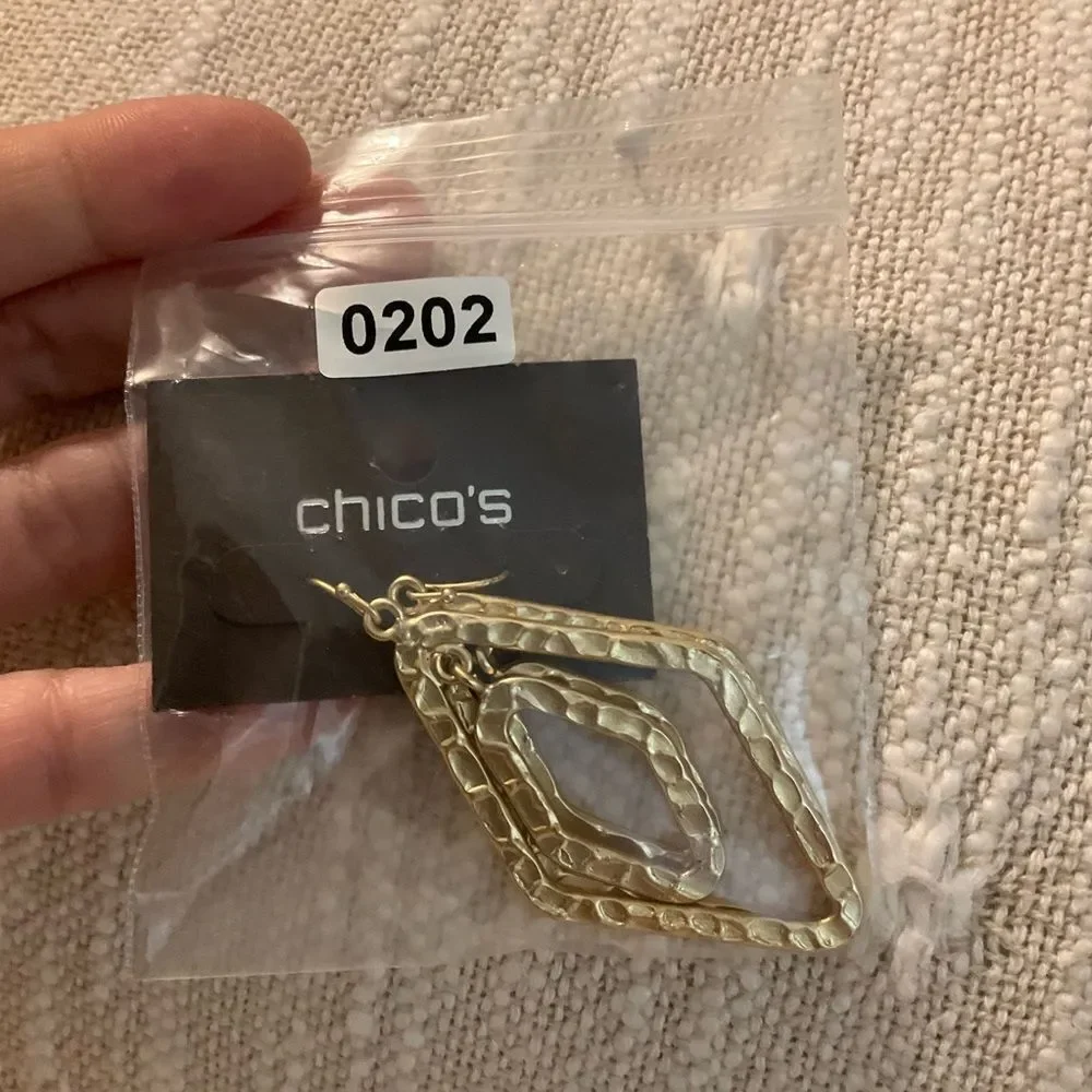 0202-Chico's Gold-Tone Geometric Earrings